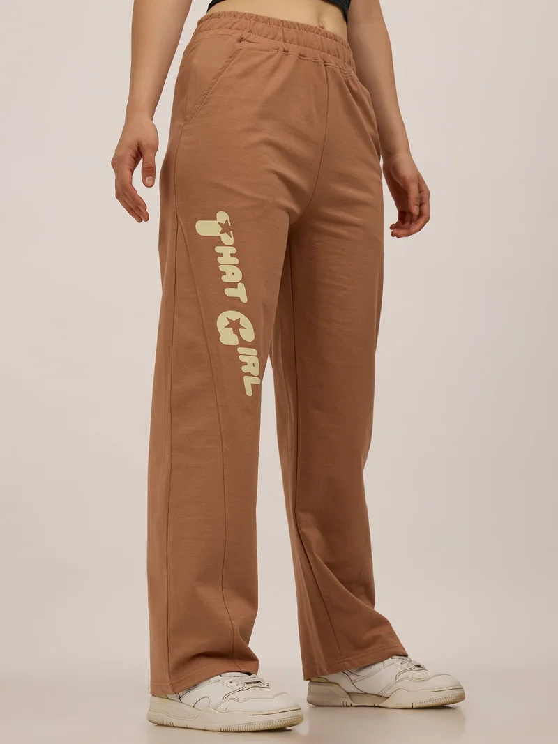 Outzidr  Brown Side Cut And Sew Joggers for Women | Best Price UAE